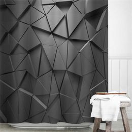 Shower Curtains Fashion Modern Bathroom Decoration Design Shower Curtains Black Geometric Fabric Waterproof Bath Room Curtain 71x71 Inch