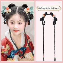 Hair Accessories Ancient Chinese Costume Hanfu One-piece Wig Headband Cute Braid Bag Hairchip For Girls Lazy Old Fashioned