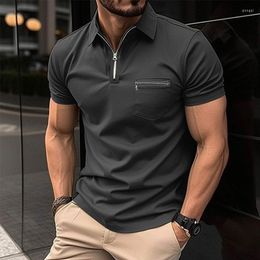Men's Polos 2023 Summer Polo Shirt Casual Zipper Collar T-shirt Breathable Short Sleeve Clothing Fashion Trend