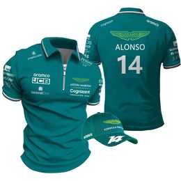 Mens T-shirts F1 Aston Martin POLO Spanish Racer Fernando Alonso 14 shirts High -quality Clothing Can Be Shipped Give Away Hats