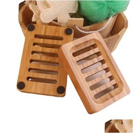 Soap Dishes Natural Dish Bathroom Square 12.5X9X2Cm Bamboo Soaps Box Home El Sink Deck Bathtub Shower Decorate 5 2Zz Q2 Drop Deliver Dhkw1