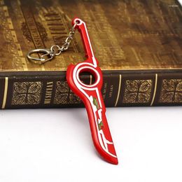 Keychains Xenoblade Chronicles Keychain Red Sword MONADO Metal Pendant Key Rings