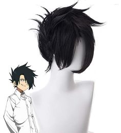 Party Supplies The Promised Neverland Ray Black Hairs Cosplay Short Wigs Headwear Free Size For Boys Girls