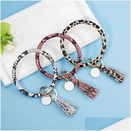 Party Favor Tassel Charms Bangles Key Buckle Pu Leather Wrap Wristbands Keys Chain Mti Colors Bracelet Ring Arrival 10 5Cha L1 Drop Dhovv
