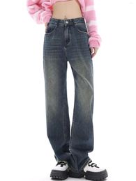 Women's Jeans ZHIISLAO Vintage Wide Leg Straight For Women Classic Streetwear Baggy Boyfriend Full Length Denim Pants