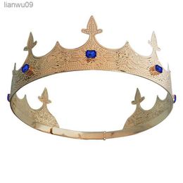 Baroque Men's Crown With Imitation Jewel King Prince Birthday Party Headdress L230704