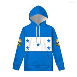 Men's Hoodies Honduras Zipper Hoodie Custom Made Name Number Sweatshirt Nation Flags Hn Country Honduran Spanish Print Po Logo Clothing