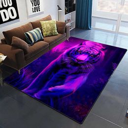 Carpets Art Domineering Tiger 3D Print Carpets for Living Room Bedroom Decor Carpet Soft Flannel Home Bedside Floor Mat Play Area Rugs R230717