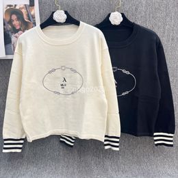 23ss FW Women Sweaters Knits Designer Tops With Embroidery Letter Runway Designer Girls Viscose Crop Top T Shirt Luxury Brand Elasticity Pullover Jumper Outwear