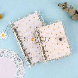 Notepads Notes A7/6 Cute Daisy Spiral Binder Notebook Agenda Cover with Storage Bag Kawaii Transparent School Diary Journal Planner Stationery x0715