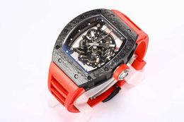 RicharMilles Watch Mechanical Movement Watch Rubber Strap Ceramic Dial Waterproof RM055 Real fantasic men 1Y10 BBR factory quality carbon fiber rd