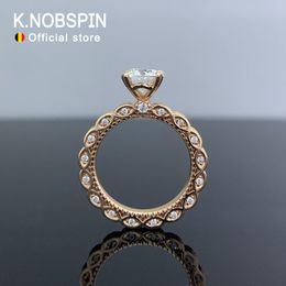 Wedding Rings KNOBSPIN Ring For Woman Band Jewelry With GRA 925 Sterling Sliver Plated 18k Gold 230427