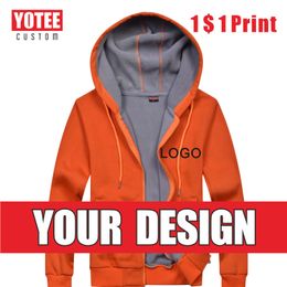 Men's Hoodies Sweatshirts YOTEE Zipper Hoodie Fashion Brand Custom Thicken Men's Sweatshirt Solid Colour Top Hoodie Fall Winter DIY 230715