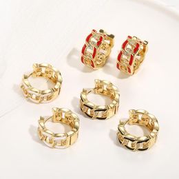 Hoop Earrings Colourful Round For Women Luxury Crystal CZ Piercing Ear Rings Gold Colour Circle Geometric Set Gift 2023
