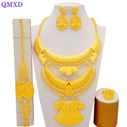 Wedding Jewellery Sets Luxury Dubai African Gold Colour Arabic Necklace For Women Bridal Gift Ethiopian Muslim Set 230717