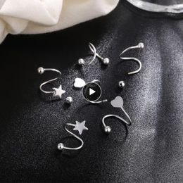 Backs Earrings Ear Stud Heart Star Metal Retro Fashion For Women 1pair Cartilage Piercing