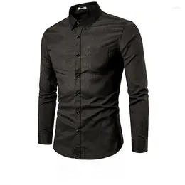 Men's Dress Shirts 2023 Spring Autumn Men Fashion Casual Long Sleeve Male Loose Social Formal Blouses Solid Business P277