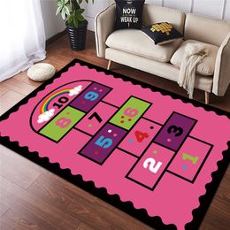 Carpets Children's Game Carpet Cartoon Digital Lattice Carpet Baby Crawling Mat Living Room Floor Mat Corridor Bathroom Non-slip Mat R230717