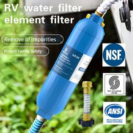 RV Water Filter Hose Protector,Inline Water Filter Reduces Bad Taste, Odor, Chlorine ,Sediment,Ideal For RVs, Campers, Travel Trailers, Boats