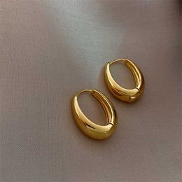 Stud 2021 New Classic Copper Alloy Smooth Metal Hoop Earrings For Woman Fashion Korean Jewelry Temperament Girl's Daily Wear earrings J230717