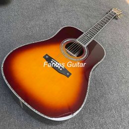 Custom Dreadnought 41" Solid Spruce Top Acoustic Guitar with Rosewood Back Side Rosewood Fingerboard in Sunburst