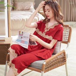 Women's Sleepwear Set Woman 2 Pieces Pajamas Home Clothes Korean Setup Groups Of Pant Sets The Nightgown Fancy Homewear Womens Clothing