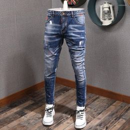 Men's Jeans Size 28-38 Men Ripped Spring Summer Autumn Fashion Casual Hole Slim Fit Skinny Stretch Long Denim Pants Streetwear