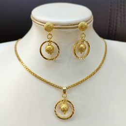 Wedding Jewelry Sets 18K Gold Color Ethiopian Necklace Jewelry Sets Gold Color Earrings and Necklace Wedding Party African Accessories Gifts 230717