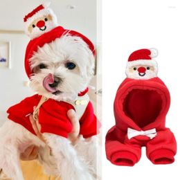 Dog Apparel Cute Coat With Hat Dogs Hooded Sweatshirt Red Old Man On Pet Winter Clothes For Puppy Small Medium Large