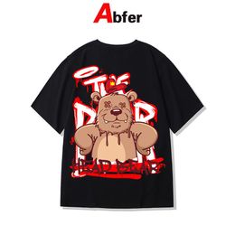 Vests Abfer Haruku T Shirt Aesthetic Gothic Punk Cartoon Bear Graphic T Shirts Men Summer Hip Hop Oversized Tshirts Street Tops Tee