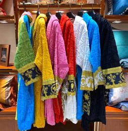 Men's Sleepwear Mens Womens Home Robes Shawl Collar Cotton Soft Fluffy Designer Brand Luxury Vintage Bathrobe Pyjamas Unisex Lovers Dressing Gown fallow