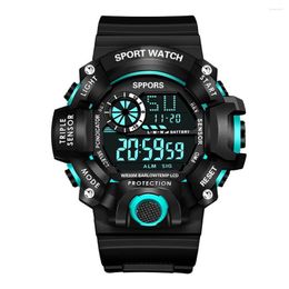 Wristwatches 1PCS Sport Digital Round Watch Luminous Dial Casual Multifunction Clock Outdoor Rubber Strap Fashionable For Men 2023