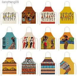African style Kitchen Aprons for Women Cotton Linen Pinafore Bibs Household Cleaning Home Cooking Apron 53*65cm WQL0196 L230620