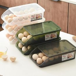 Storage Bottles Refrigerator Egg Box Automatic Scrolling Holder Fridger Drawer Type Stackable Bins Container Organizer Tray