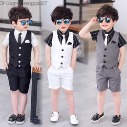 Clothing Sets Summer Boys Wedding Suits Vest Shorts Dress Children School Sets Formal Party Children's Clothing Baby Boys Gentleman Holiday Clothing Z230717