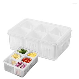 Storage Bottles Refrigerator Basket Strainers Vegetable Ginger Garlic Onion Cleaning Portable Boxes 6 Grid Design Drain