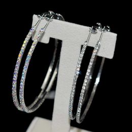 Stud Luxury Crystal Big Hoop Earrings Sexy Earrings Accessories Fashion Exaggerated Hoops Ear Loop Circle for Women Girl's Jewellery J230717