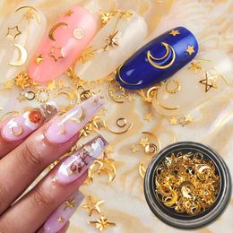 Nail Art Decorations 3D Alloy Stars Moon Studs Rivets Gold Charms Star Jewels For Metal Accessories