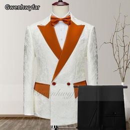 Men's Suits Gwenhwyfar White Business Men Suit 2023 Formal 2 Pieces Tuxedo Custom Made Slim Fit Party Dress For Wedding Groom