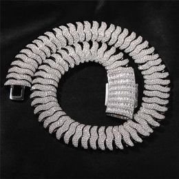 21MM Centipede Chain Necklace Male Domineering Exaggerated Copper Iced Out Full Diamond Hip Hop Necklace