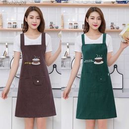 Kitchen Apron Unisex Cotton Hand Wipe Men's Household Kitchen Apron Large Pocket Waterproof and Oil-proof Female Baking Clothing L230620