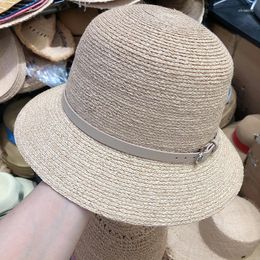 Wide Brim Hats French Elegant Handmade Raffia Straw Hat For Women Summer Dome Fedora Holiday Sun Basin Black Beach Caps Bonnet Enfant