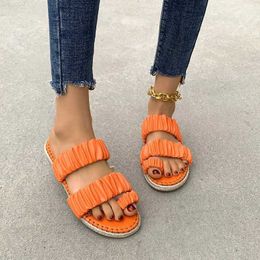 Slippers Women's Summer Woven Sandals Orange Sexy Elegant Open-Toed Flat Shoes Comfortable Casual Beach Outdoor Slippers L230717