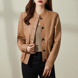 Women's Leather Temperament Clothing 2023 Spring And Autumn Sheep Skin Short Coat Jacket Top