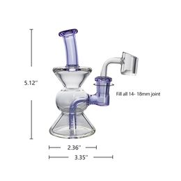 Waxmaid 5.12inch Gourd Mini clear purple Glass Bongs water pipe 4 slots Hookahs Double hourglass shape design Beaker US warehouse retail order free shipping