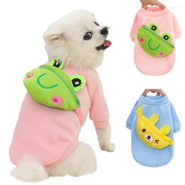 Dog Apparel Cartoon Backpack Clothes Yellow Bear/Frog Warm Cute Cat Pet S-XXL Size Cross-body Zipper Bag