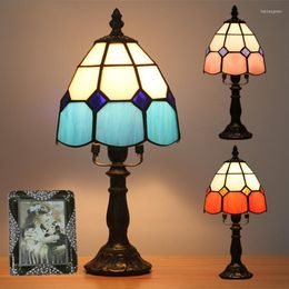 Table Lamps SOURA Modern Tiffany Lamp LED Creative Stained Glass Decor Small Desk Light For Home Living Room Bedroom Bedside