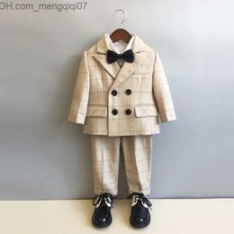 Clothing Sets Children's Formal British Plaid Dress Set Spring and Autumn Boys' Birthday Party Wedding Piano Performance Clothing Children's Z230719