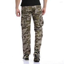 Men's Pants 2023 Men Loose Multi-Pocket Camouflage Casual Cotton Straight Big Yards Long Frock Multi Zipper Male Washed Trousers