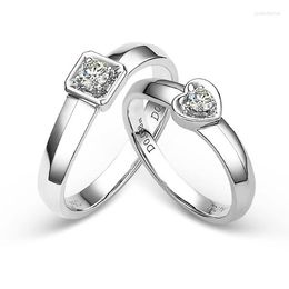 Cluster Rings 14K Au585 White Gold Ring Lovers Wedding Anniversary Engagement Heart Round Moissanite Diamond Casual Classic TRENDY